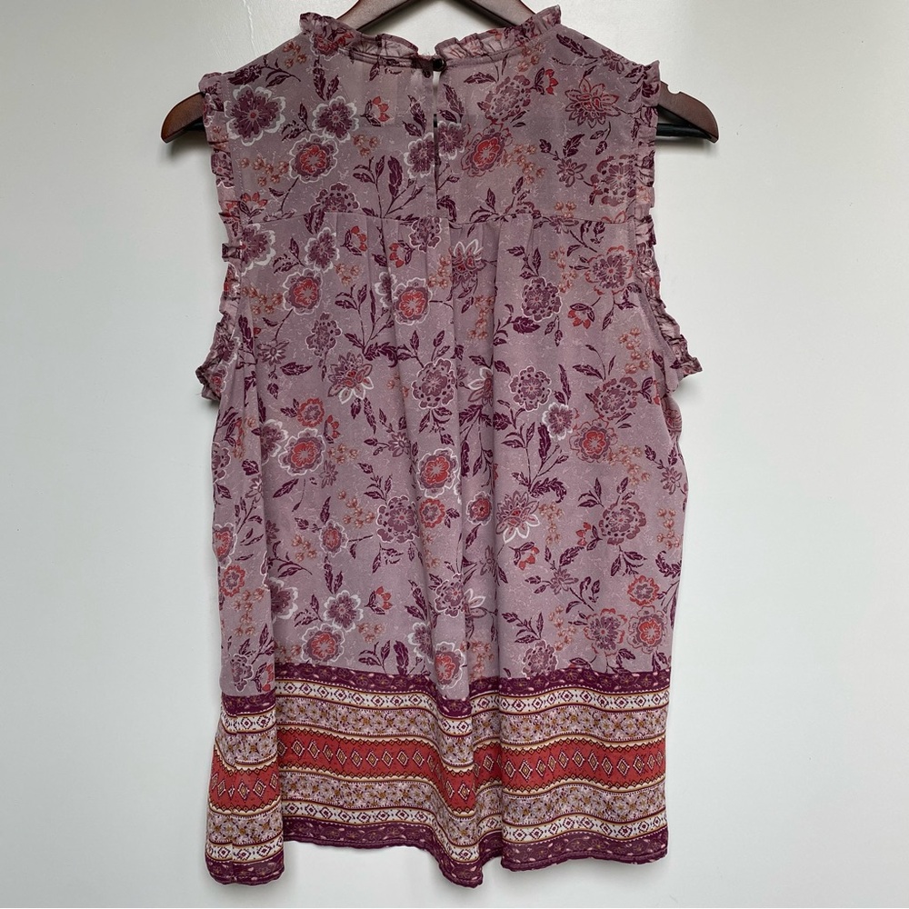 Knox Rose Lavender and Coral Floral Sleeveless Tank Blouse with Embroidery XS - Picture 5 of 6